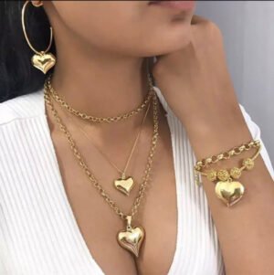 Vintage Multilayer Heart Pendants Necklaces